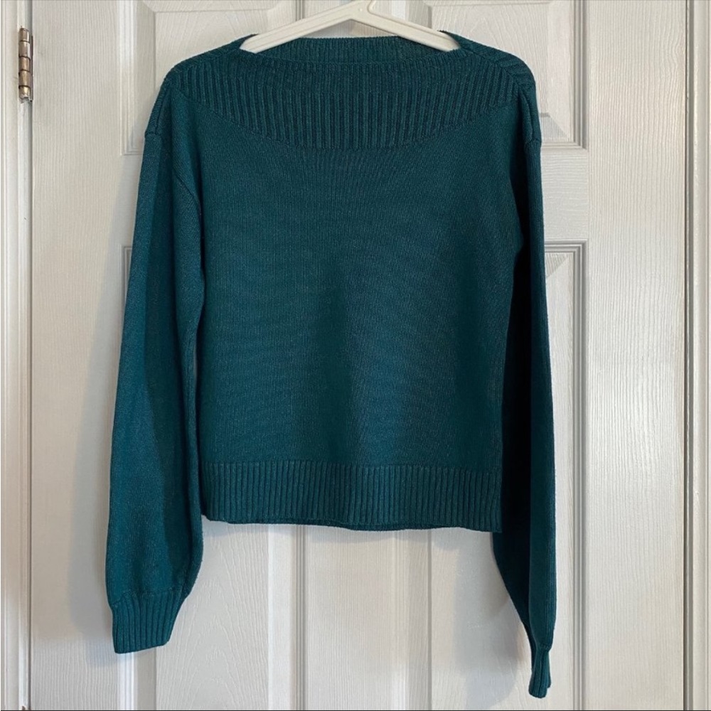 Guess Green Balloon Sleeve Sweater